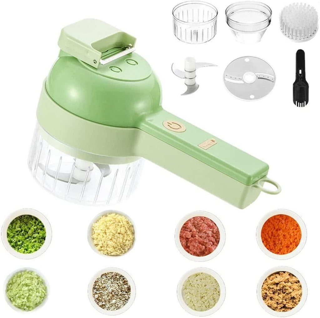 4 in 1 Electric Vegetable Cutter – USB Rechargeable Portable Slicer, Chopper & Grater for Fast Kitchen Prep