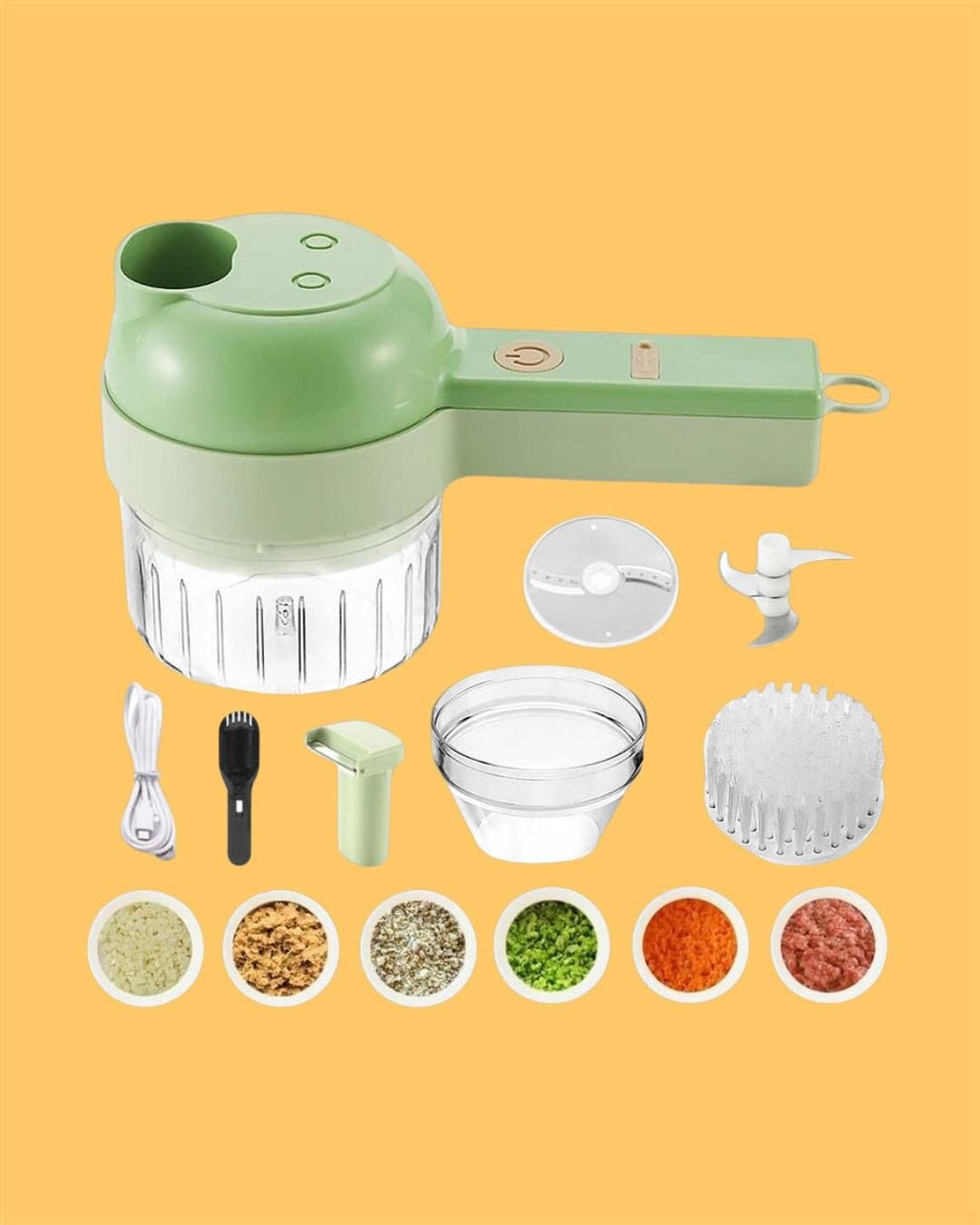4 in 1 Electric Vegetable Cutter – USB Rechargeable Portable Slicer, Chopper & Grater for Fast Kitchen Prep